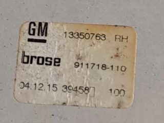 bontott OPEL ASTRA J Jobb hátsó Ablakemelő Szerkezet (Elektromos)