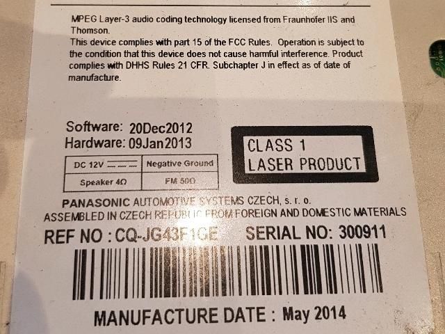 bontott OPEL ASTRA J Rádió / CD