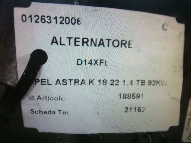 bontott OPEL ASTRA K Generátor