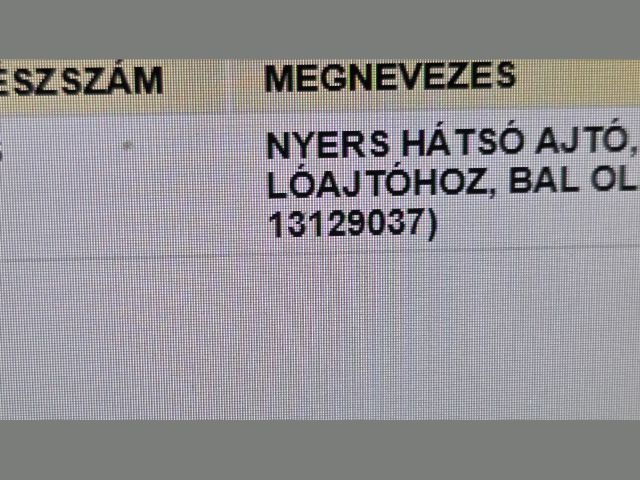 bontott OPEL COMBO Bal hátsó Ajtó (Üres lemez)