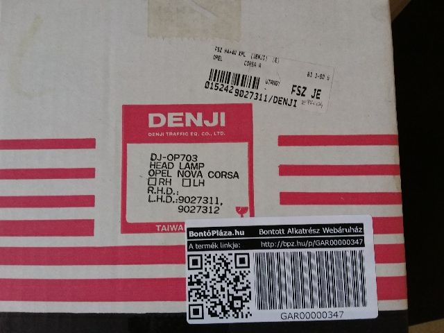 bontott OPEL CORSA A Jobb Fényszóró