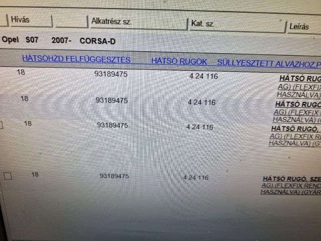 bontott OPEL CORSA D Hátsó Rugó Pár