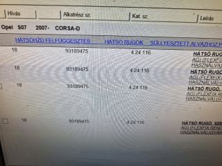 bontott OPEL CORSA D Hátsó Rugó Pár