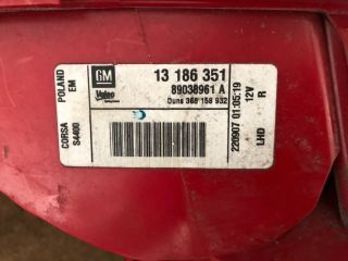 bontott OPEL CORSA D Jobb Hátsó Lámpa