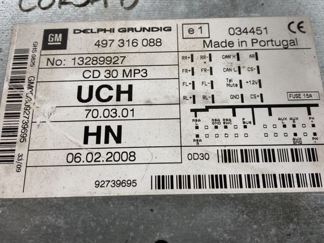 bontott OPEL CORSA D Rádió / CD