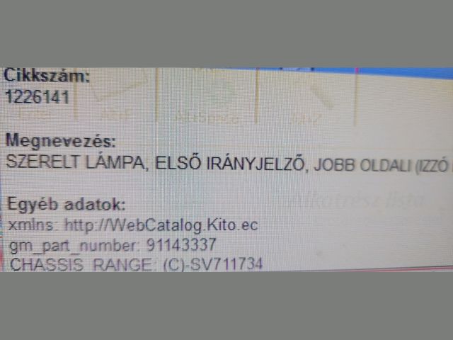 bontott OPEL FRONTERA Jobb első Irányjelző