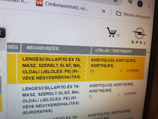 bontott OPEL INSIGNIA Bal Gólyaláb Csonkállvánnyal