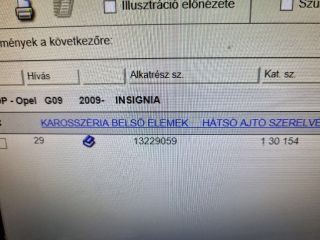 bontott OPEL INSIGNIA Bal hátsó Alsó Zsanér