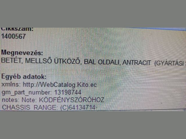 bontott OPEL MERIVA A Bal Ködlámpa Rács