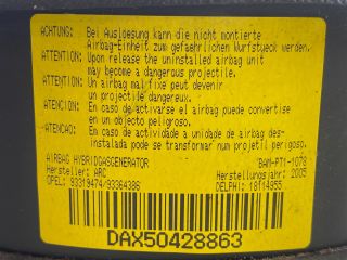 bontott OPEL MERIVA A Kormánylégzsák