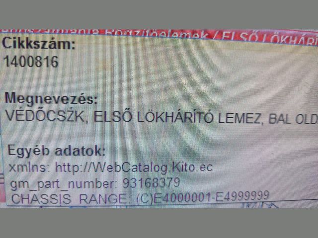 bontott OPEL MERIVA B Bal első Lökhárító Díszléc