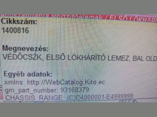 bontott OPEL MERIVA B Bal első Lökhárító Díszléc