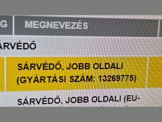 bontott OPEL MERIVA B Jobb első Sárvédő