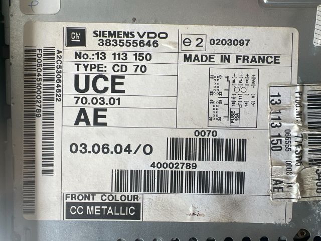 bontott OPEL SIGNUM Rádió / CD