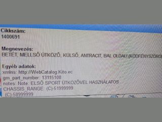 bontott OPEL VECTRA C Bal Ködlámpa Rács