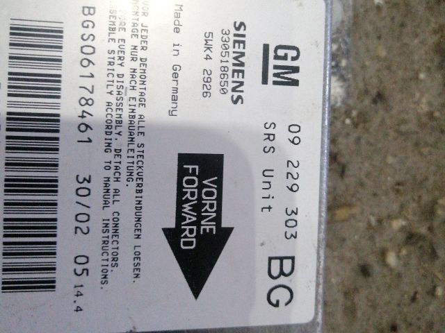 bontott OPEL ZAFIRA A Légzsák Elektronika