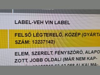 bontott OPEL ZAFIRA B Homlokfal (Üres lemez)