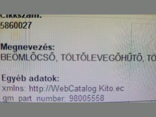 bontott OPEL ZAFIRA B Légbeömlő Cső