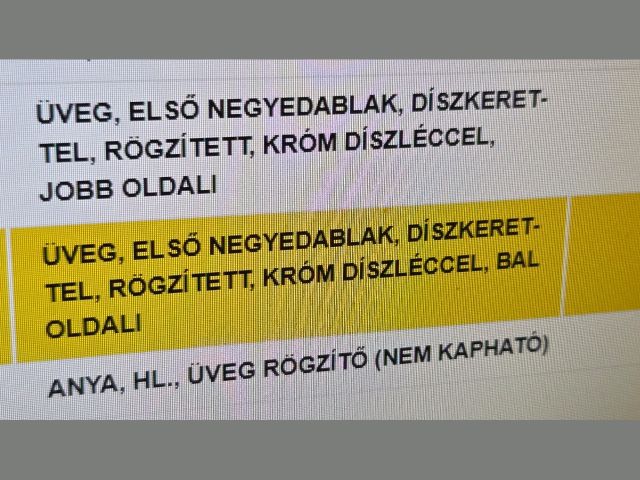 bontott OPEL ZAFIRA B Bal A Oszlop Oldalablak Üveg