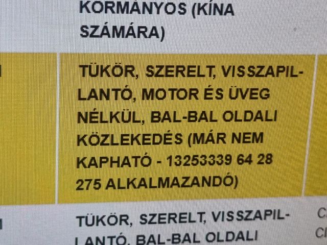 bontott OPEL ZAFIRA B Bal Visszapillantó Tükör (Elektromos)