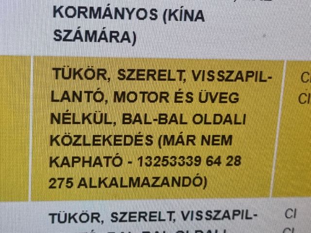 bontott OPEL ZAFIRA B Bal Visszapillantó Tükör (Elektromos)