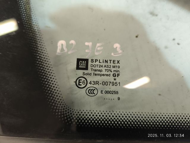 bontott OPEL ZAFIRA B Jobb A Oszlop Oldalablak Üveg