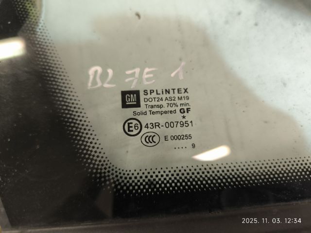 bontott OPEL ZAFIRA B Jobb A Oszlop Oldalablak Üveg