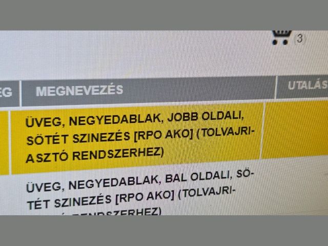 bontott OPEL ZAFIRA C Jobb C Oszlop Oldalablak Üveg