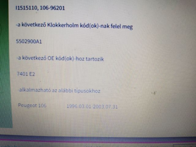 bontott PEUGEOT 106 Első Lökhárító (Üresen)