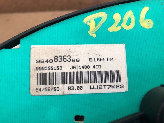 bontott PEUGEOT 206 Kilométeróra