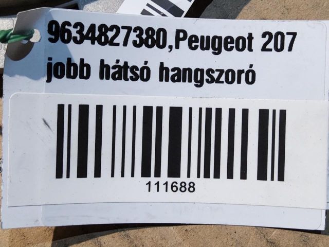 bontott PEUGEOT 207 Jobb hátsó Hangszóró