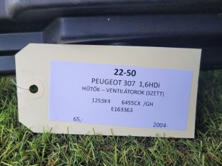 bontott PEUGEOT 307 Hűtő Ventilátor(ok), Radiátor(ok) Szett