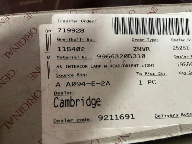 bontott PORSCHE 911 Beltér Világítás Első