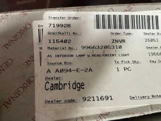 bontott PORSCHE 911 Beltér Világítás Első