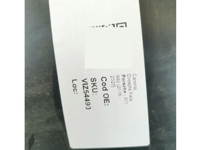 bontott PORSCHE 911 Jobb első Dobbetét (Kerékjárati, Műanyag)