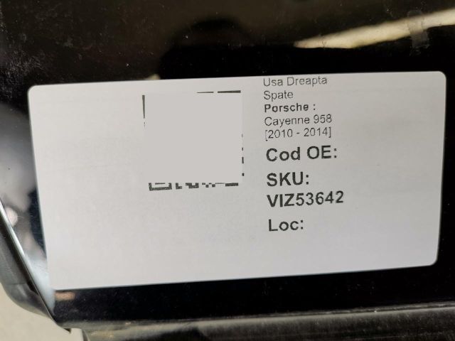 bontott PORSCHE CAYENNE Jobb hátsó Ajtó (Üres lemez)