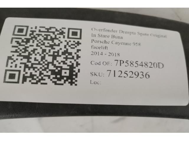 bontott PORSCHE CAYENNE Jobb hátsó Sárvédő Díszléc