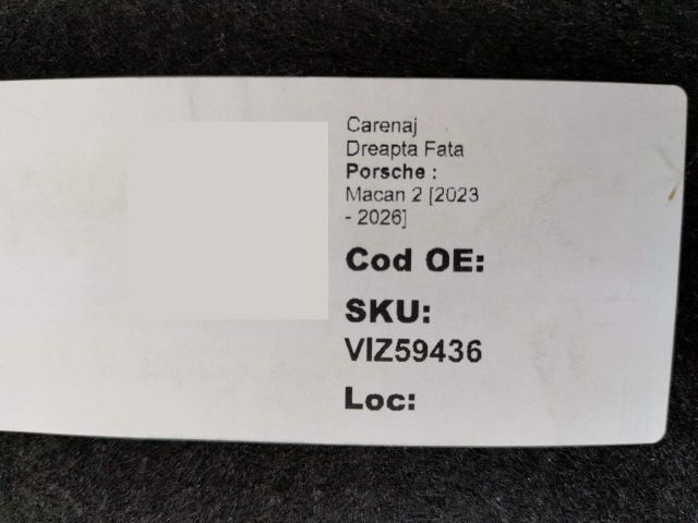 bontott PORSCHE MACAN Jobb első Dobbetét (Kerékjárati, Műanyag)