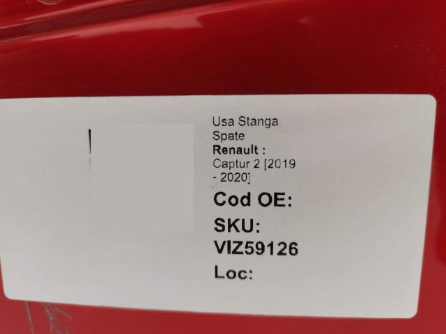 bontott RENAULT CAPTUR II Bal hátsó Ajtó (Üres lemez)