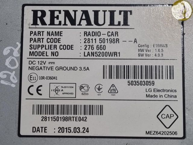 bontott RENAULT CAPTUR Navigációs Fejegység