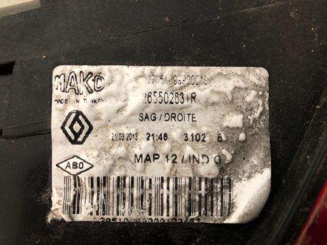 bontott RENAULT CLIO IV Jobb Külső Hátsó Lámpa