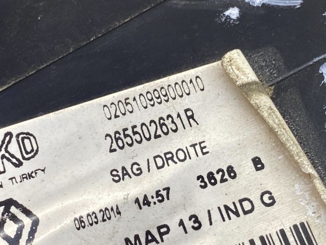 bontott RENAULT CLIO IV Jobb Külső Hátsó Lámpa