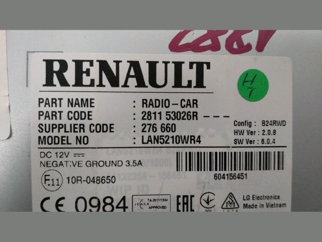 bontott RENAULT CLIO IV Navigációs Fejegység