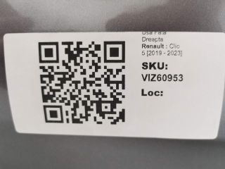 bontott RENAULT CLIO V Jobb első Ajtó (Üres lemez)