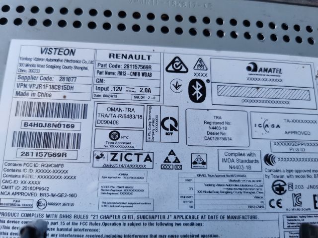 bontott RENAULT CLIO V Rádió / CD