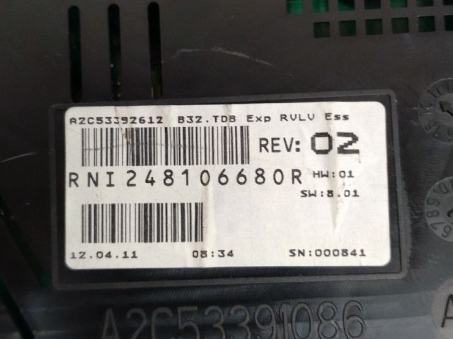 bontott RENAULT FLUENCE Kilométeróra