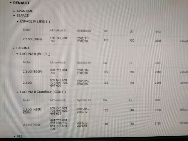 bontott RENAULT LAGUNA II Porlasztó (1 db)