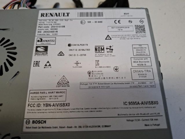 bontott RENAULT ZOE Multimédia Vezérlő