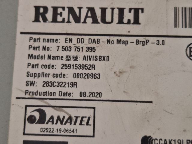 bontott RENAULT ZOE Rádió / CD