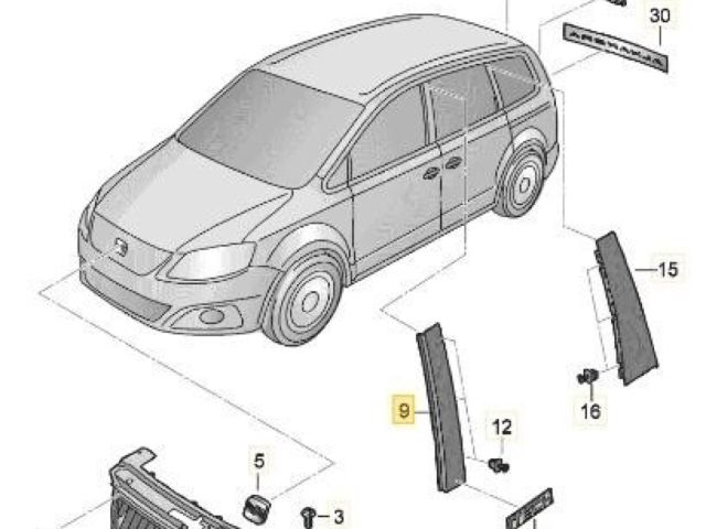 bontott SEAT ALHAMBRA Függőleges Ajtó Díszléc